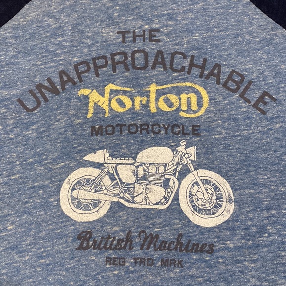 Norton by Lucky Brand Motorcycle Graphic Baseball Tee with 3/4 Sleeves - Picture 6 of 11
